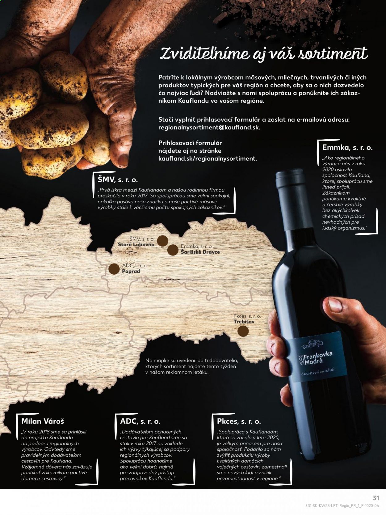 thumbnail - Leták Kaufland - 15.7.2021 - 21.7.2021 - Produkty v akcii - cestoviny, červené víno, Frankovka, víno, alkohol. Strana 31.