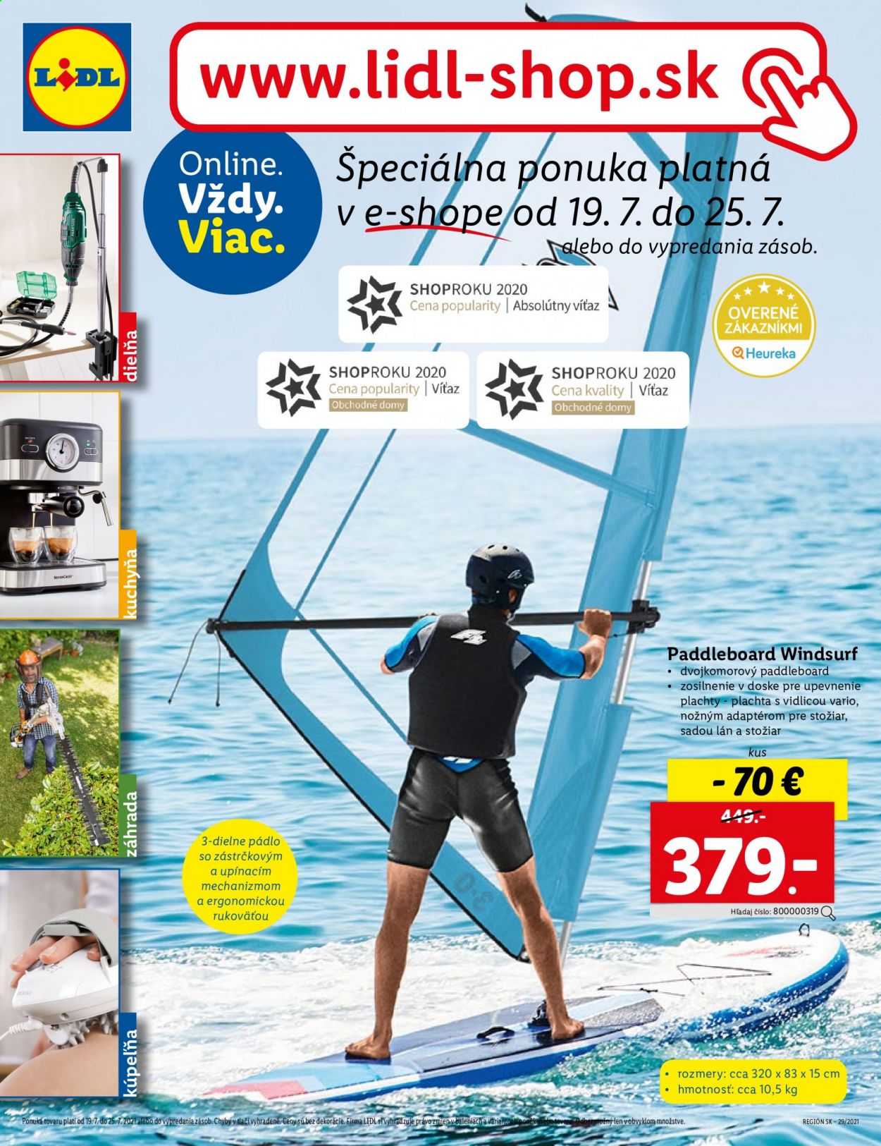 thumbnail - Leták Lidl - 19.7.2021 - 25.7.2021 - Produkty v akcii - paddleboard. Strana 1.