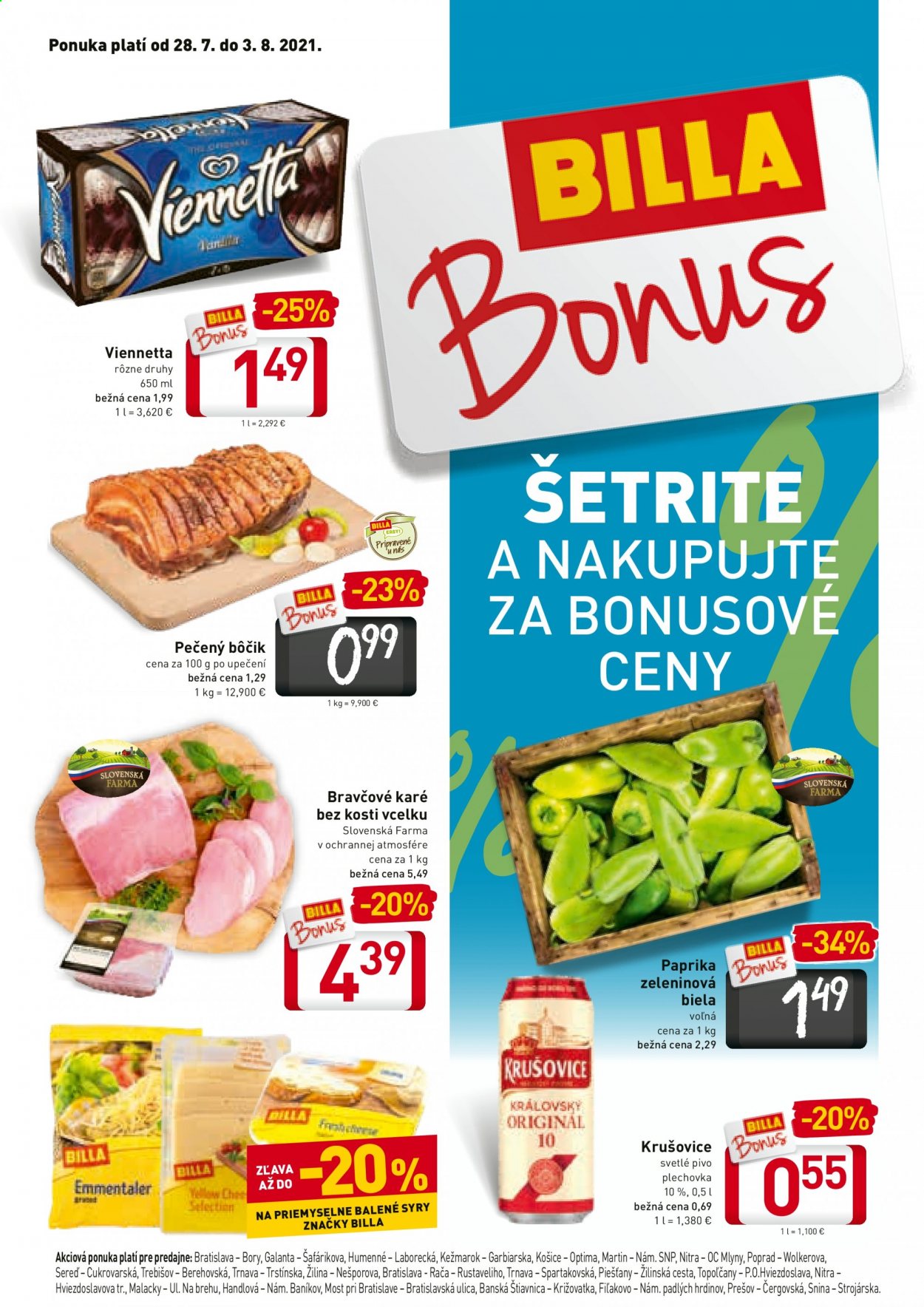 Leták Billa - 28.7.2021 - 3.8.2021. Strana 1