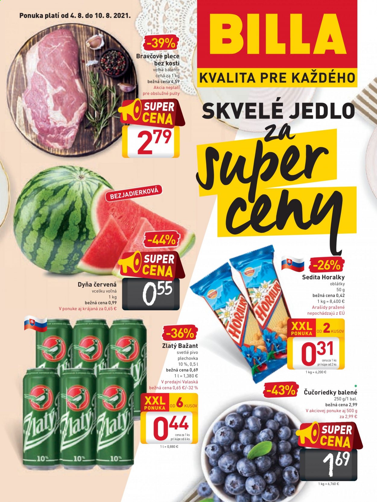 Leták Billa - 4.8.2021 - 10.8.2021. Strana 1