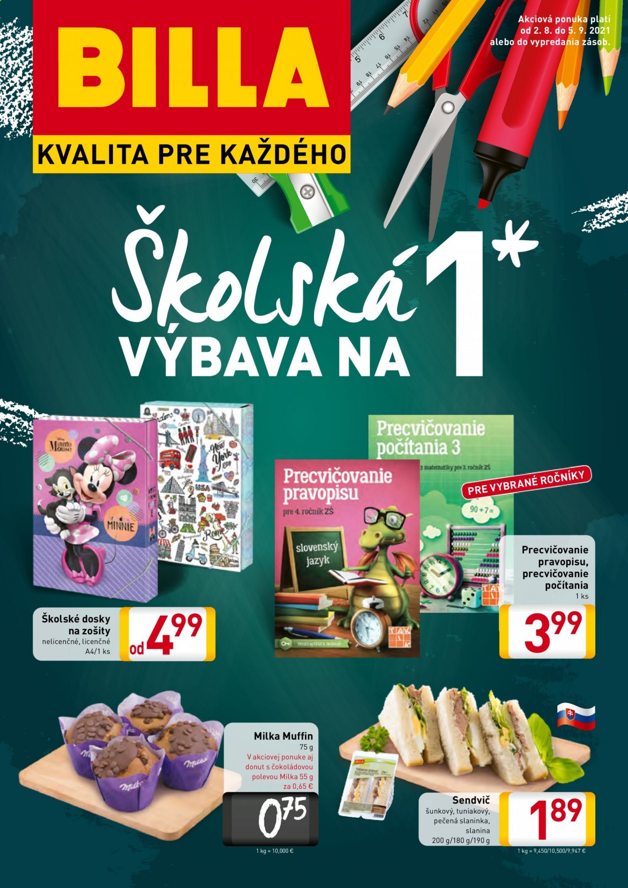 Leták Billa - 2.8.2021 - 5.9.2021. Strana 1