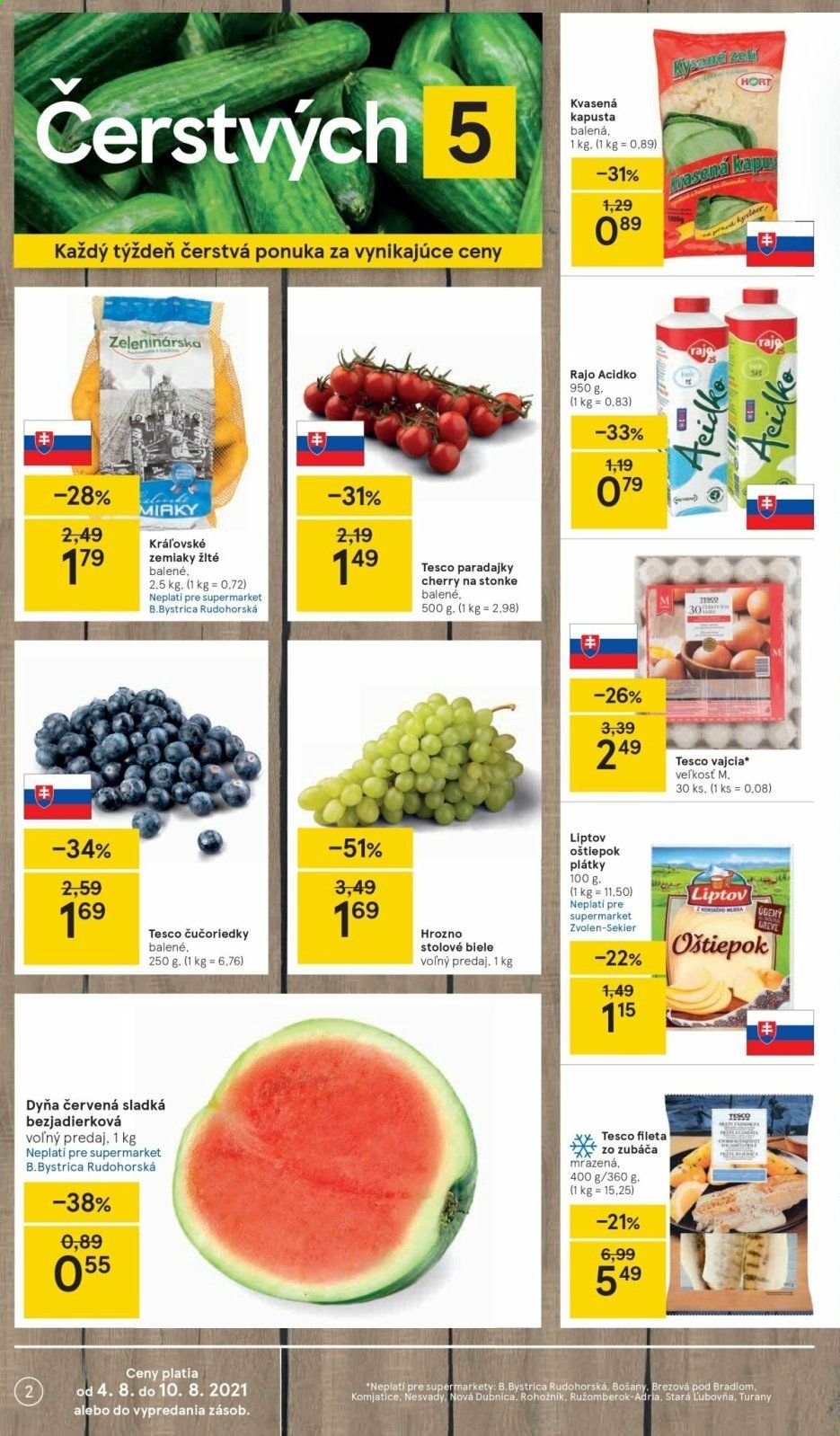 Leták TESCO supermarket - 4.8.2021 - 10.8.2021. Strana 2