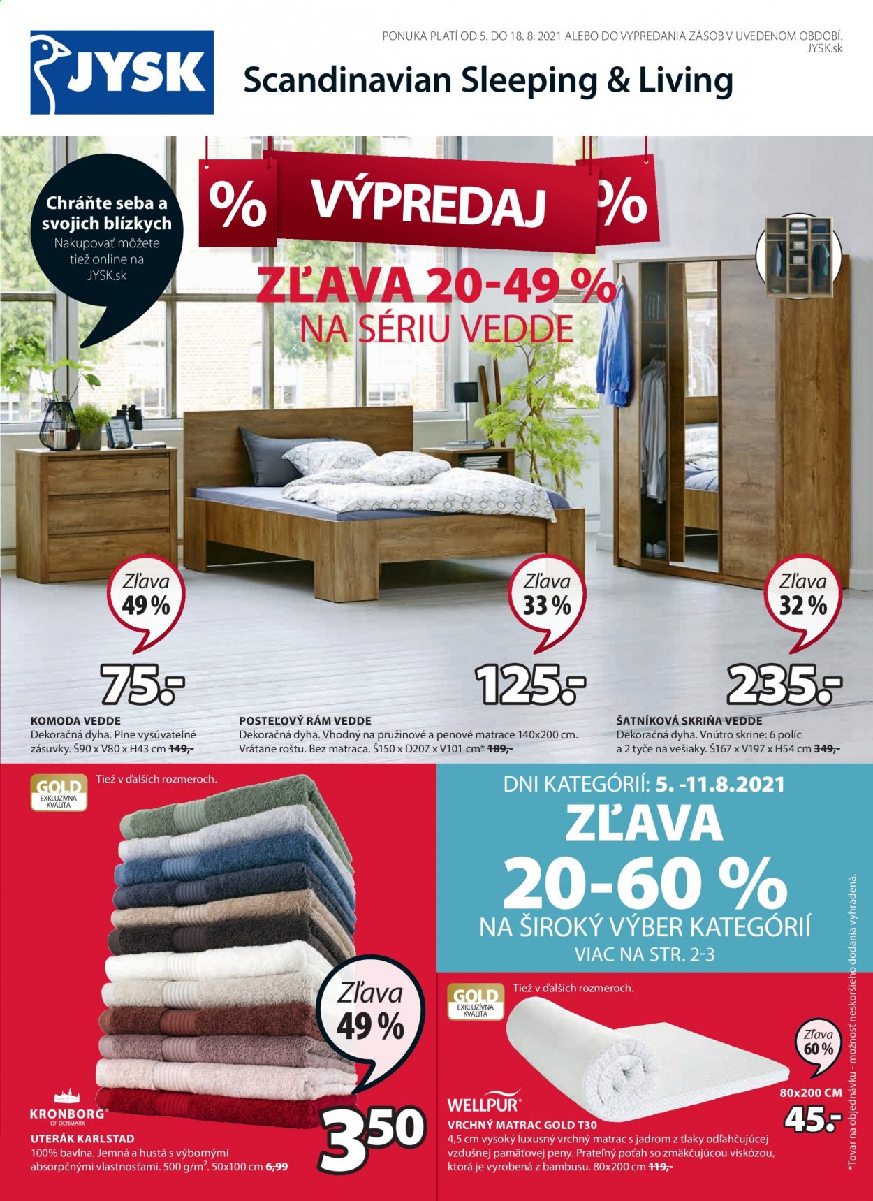 Leták JYSK - 5.8.2021 - 18.8.2021. Strana 1