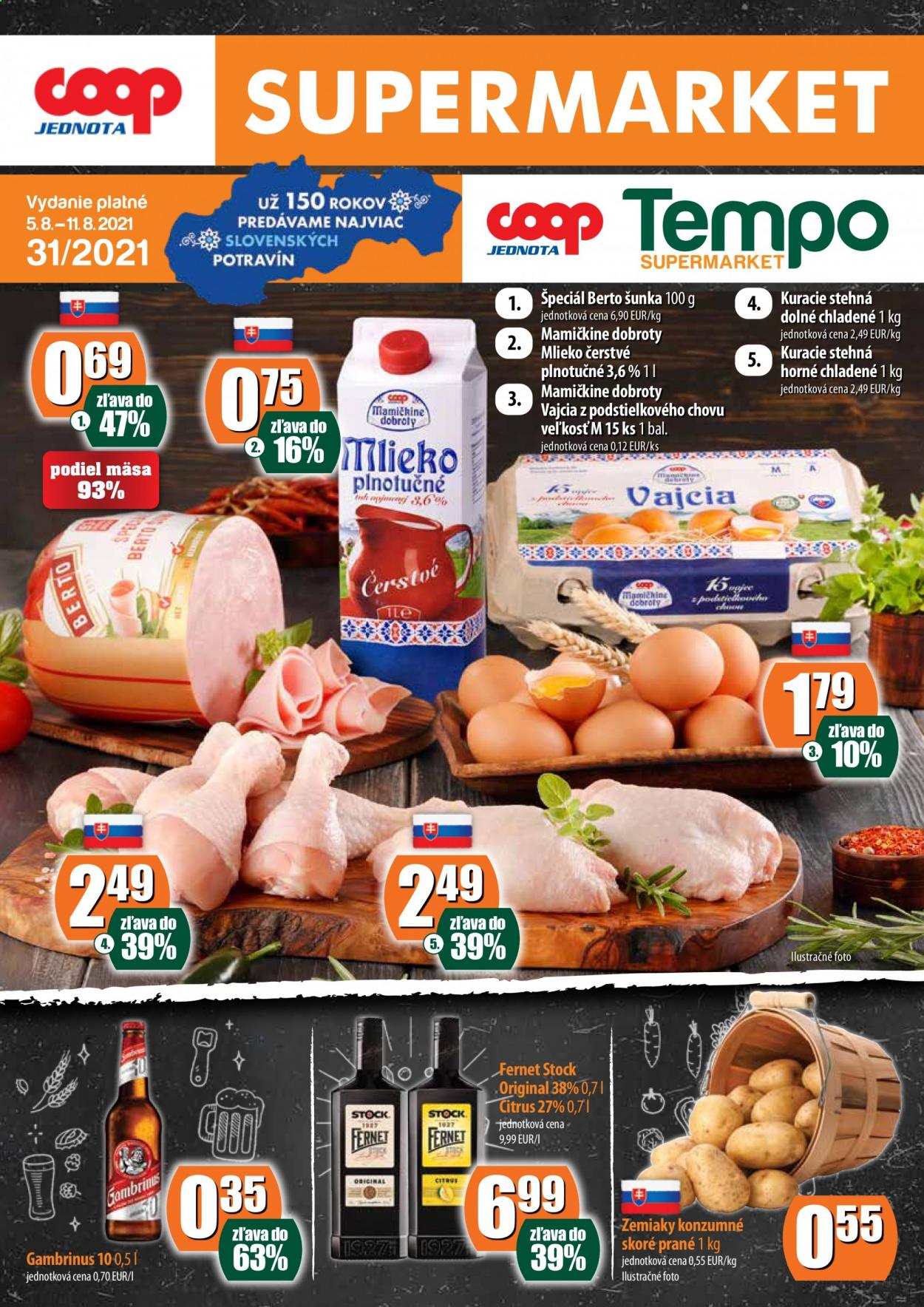 Leták COOP Jednota - 5.8.2021 - 11.8.2021. Strana 1