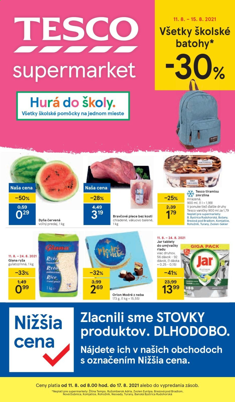 Leták TESCO supermarket - 11.8.2021 - 17.8.2021. Strana 1