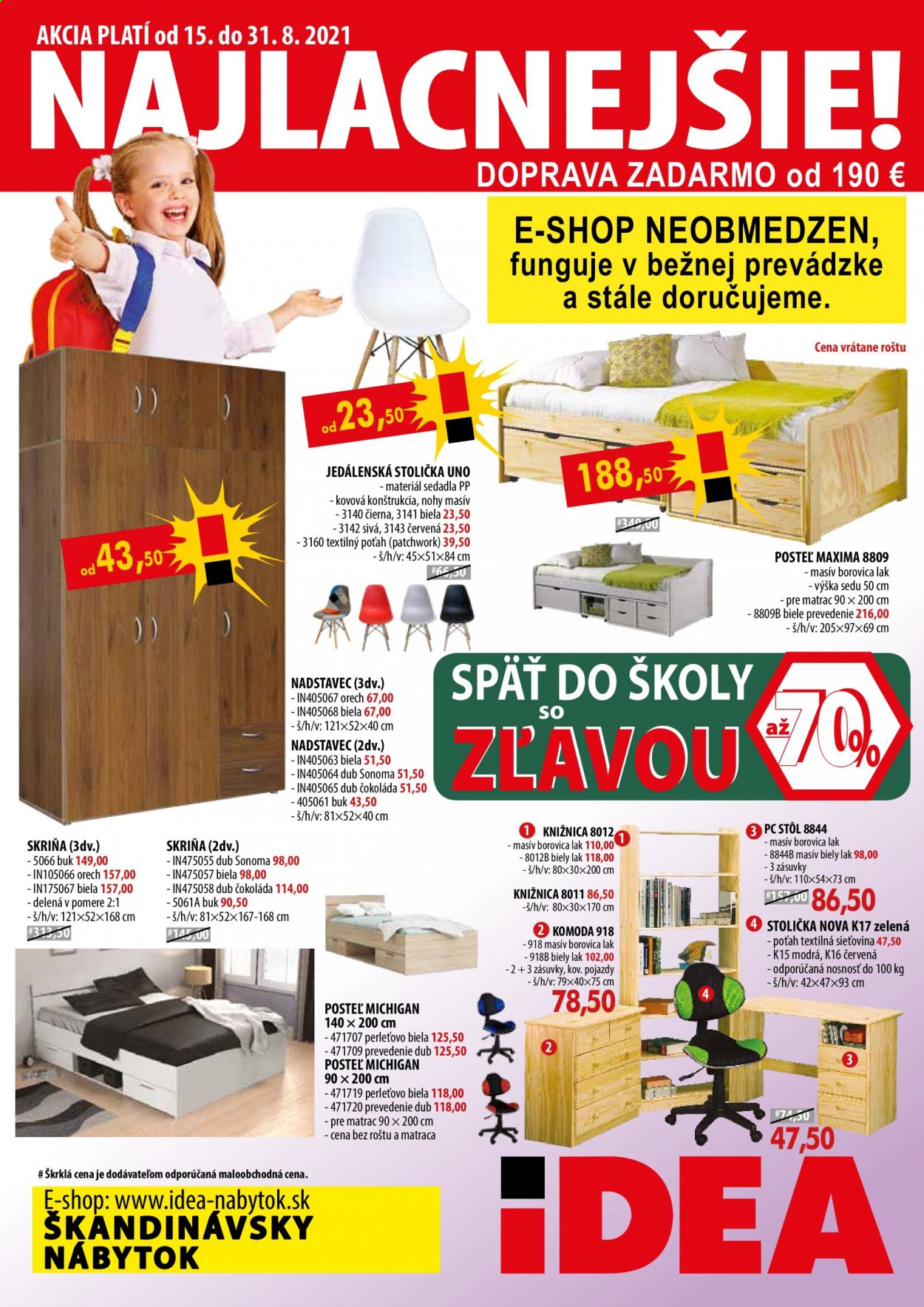 Leták IDEA nábytok - 15.8.2021 - 31.8.2021. Strana 1