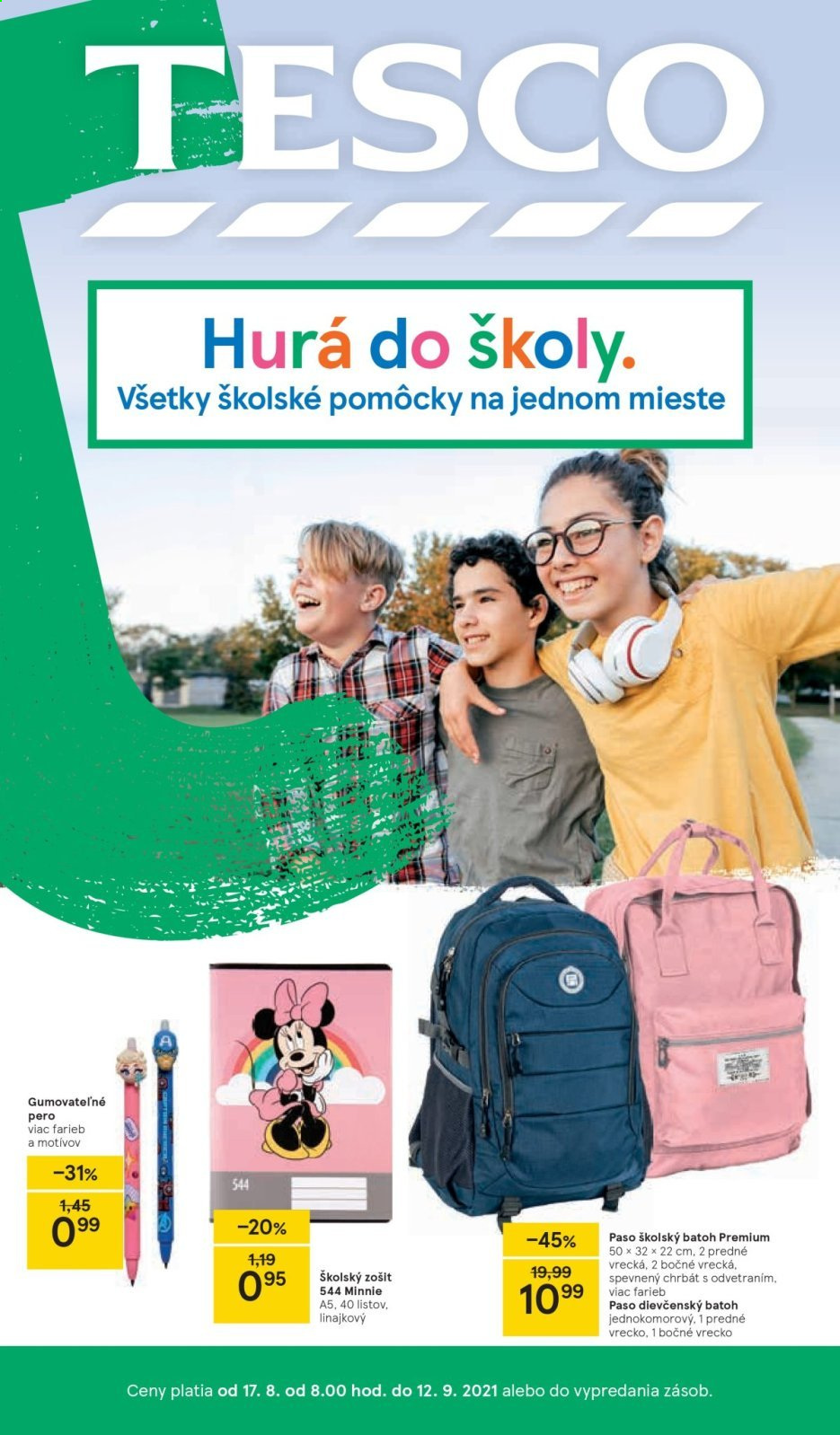 Leták TESCO - 17.8.2021 - 12.9.2021. Strana 1