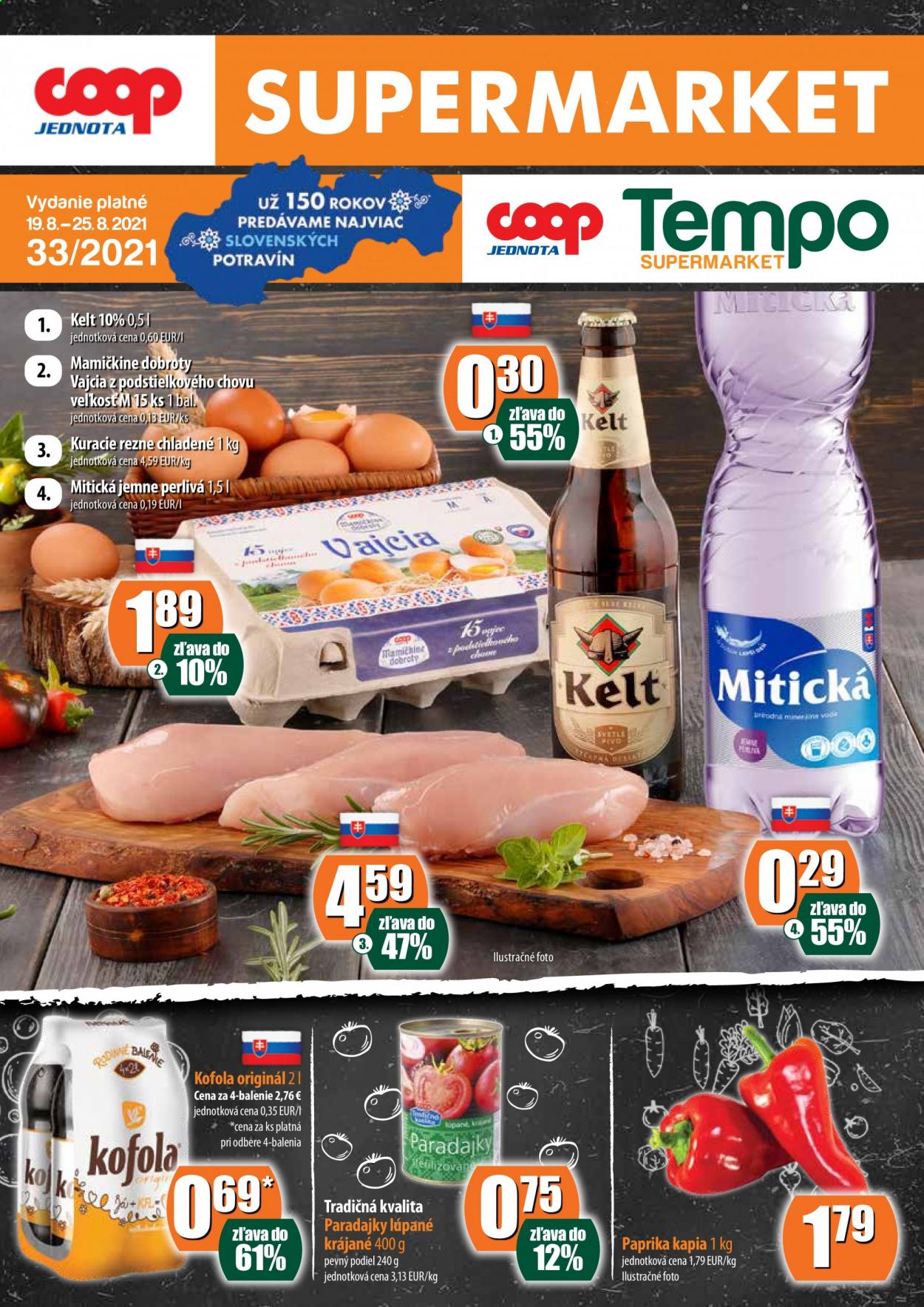Leták COOP Jednota - 19.8.2021 - 25.8.2021. Strana 1