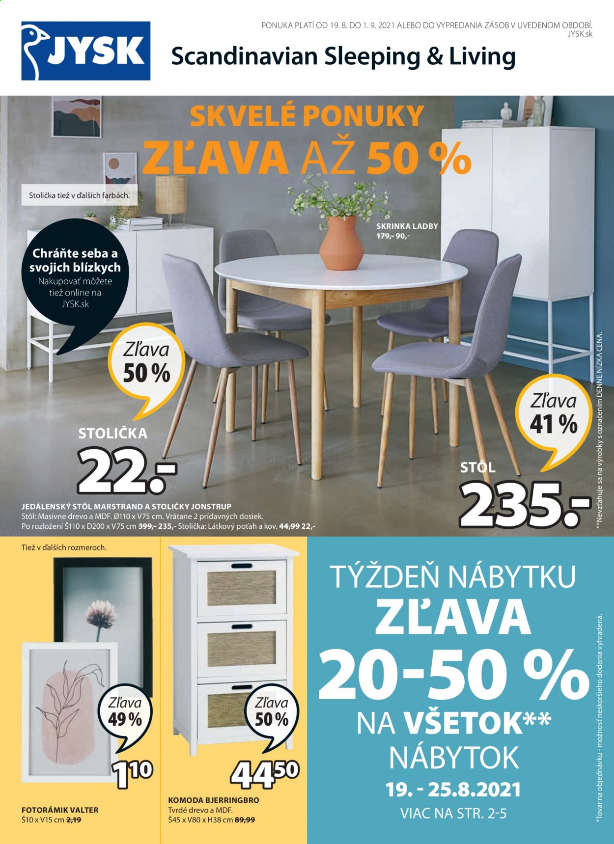 Leták JYSK - 19.8.2021 - 1.9.2021. Strana 1