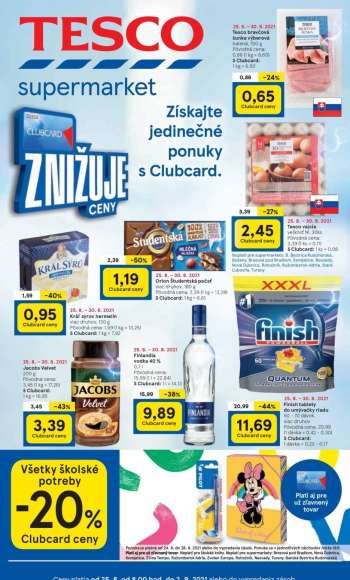 Leták TESCO supermarket - 25.8.2021 - 2.9.2021.