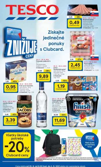 Leták TESCO - 25.8.2021 - 2.9.2021.