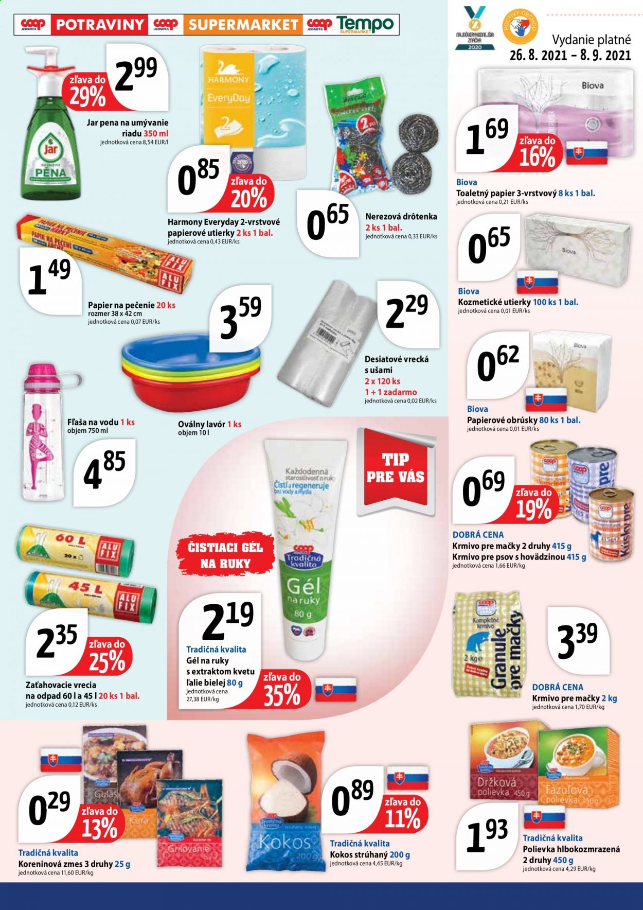 Leták COOP Jednota - 26.8.2021 - 8.9.2021. Strana 9