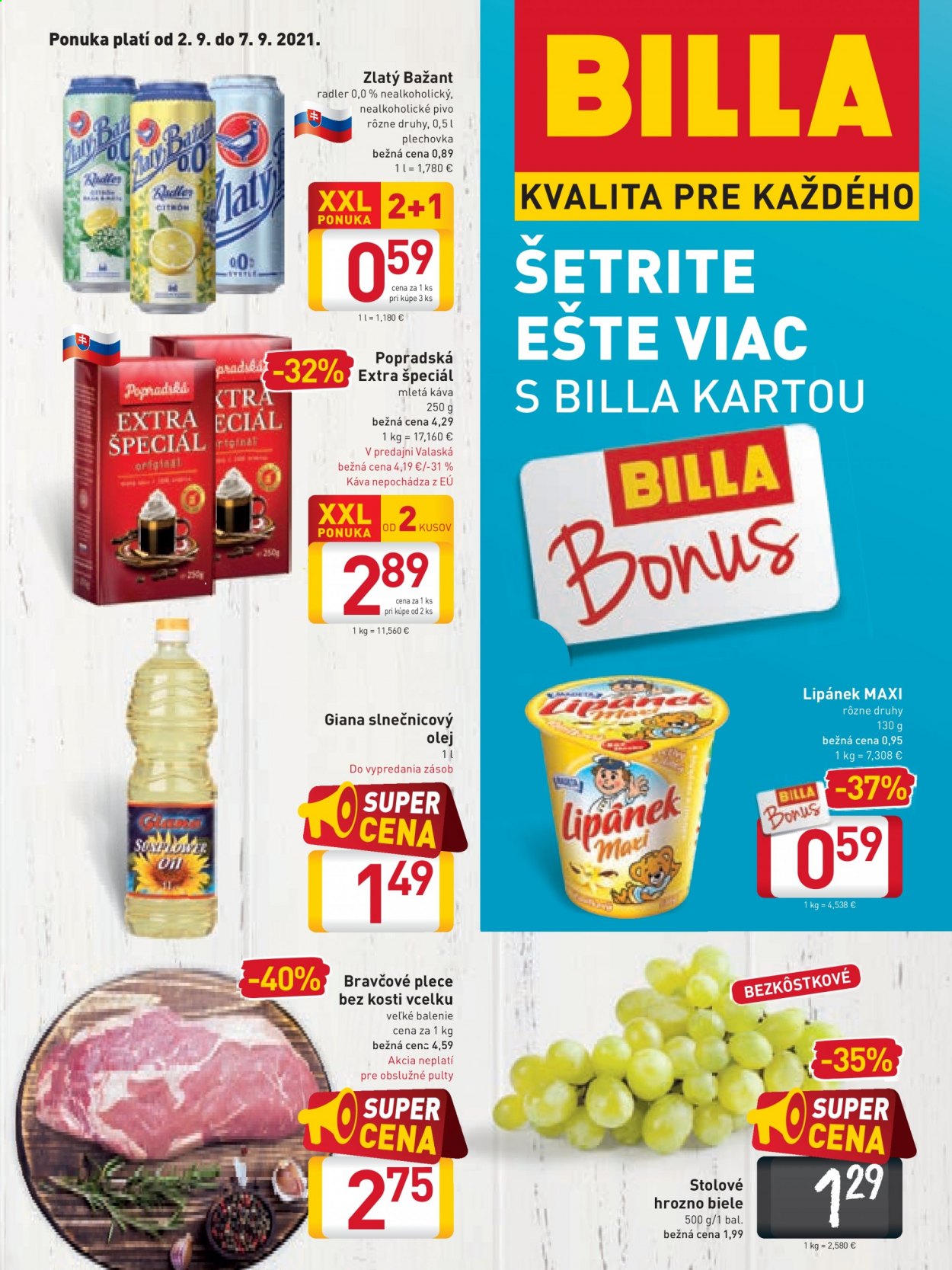 Leták Billa - 2.9.2021 - 7.9.2021. Strana 1