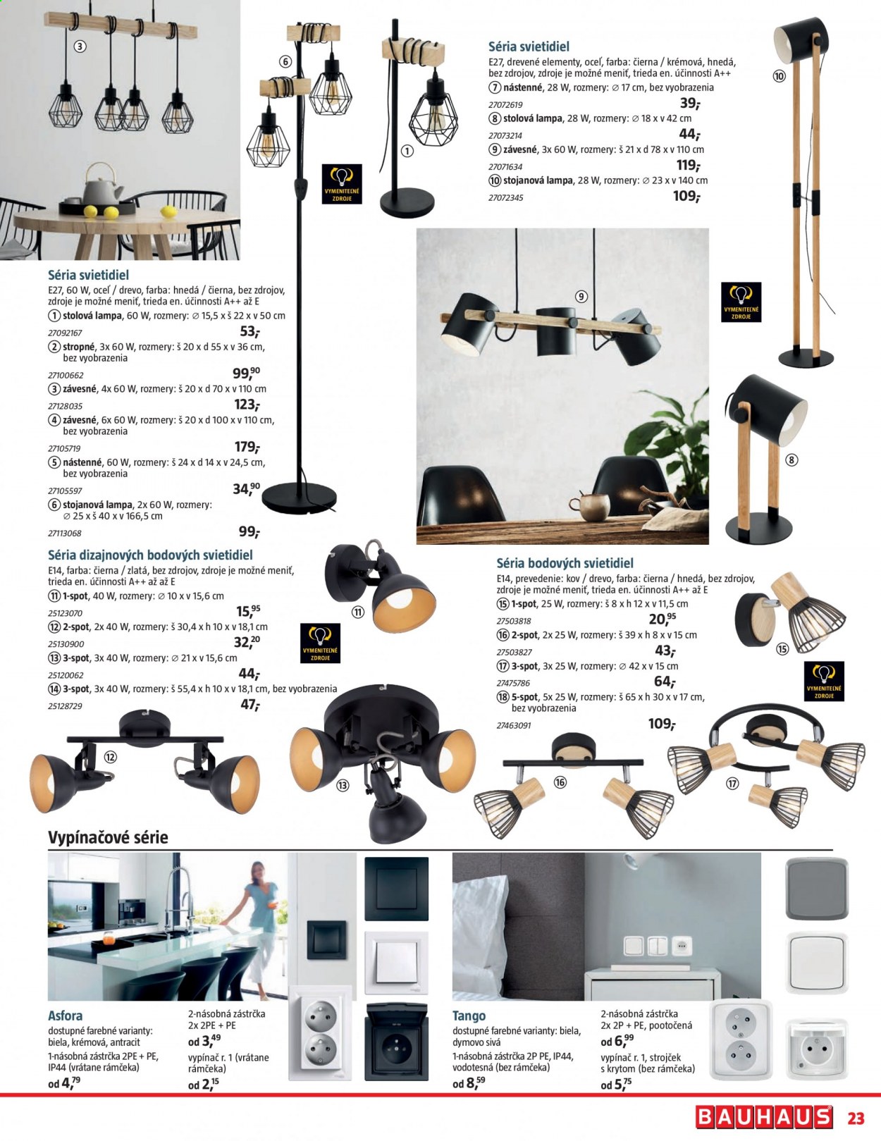 thumbnail - Leták Bauhaus - 30.8.2021 - 26.9.2021 - Produkty v akcii - lampa, svietidlo, stojanová lampa, stolná lampička, vypínač. Strana 23.