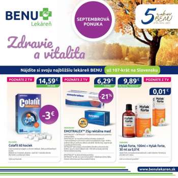 Leták BENU Lekáreň - 1.9.2021 - 30.9.2021.