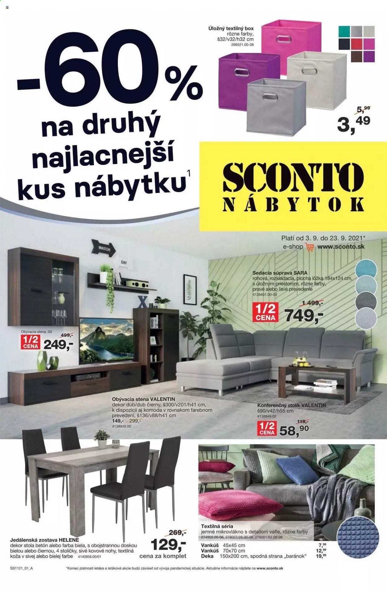 Leták Sconto nábytok - 3.9.2021 - 23.9.2021. Strana 1