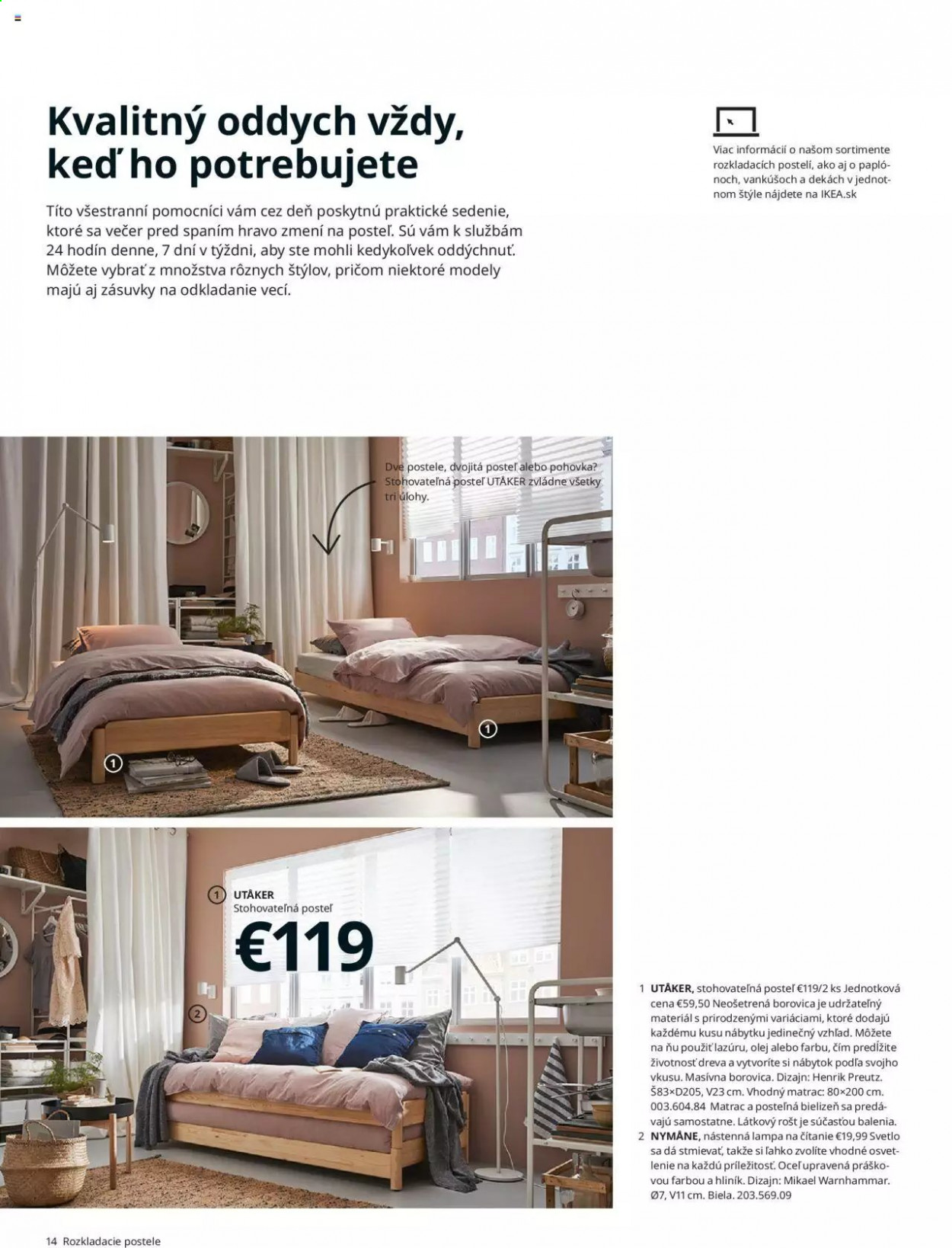 thumbnail - Leták IKEA - 3.9.2021 - 30.9.2021 - Produkty v akcii - posteľná bielizeň, pohovka, lampa, nástenná lampa. Strana 14.