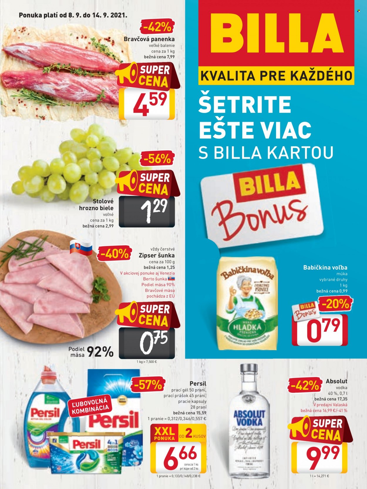 Leták Billa - 8.9.2021 - 14.9.2021. Strana 1