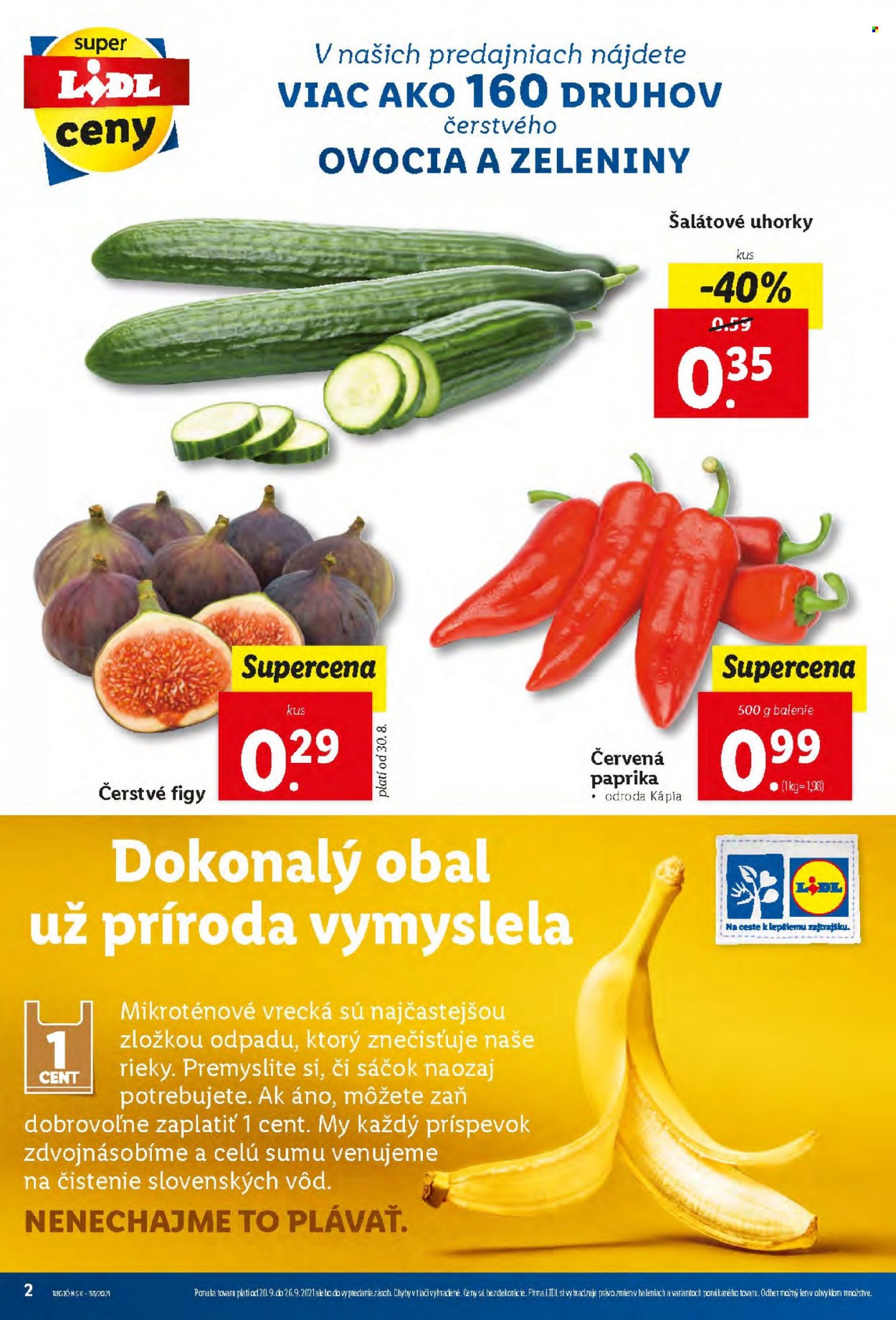 thumbnail - Leták Lidl - 20.9.2021 - 26.9.2021 - Produkty v akcii - uhorka šalátová, paprika zeleninová červená, figy, mikroténové sáčky. Strana 2.