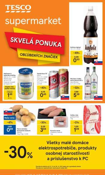 Leták TESCO supermarket - 22.9.2021 - 28.9.2021.