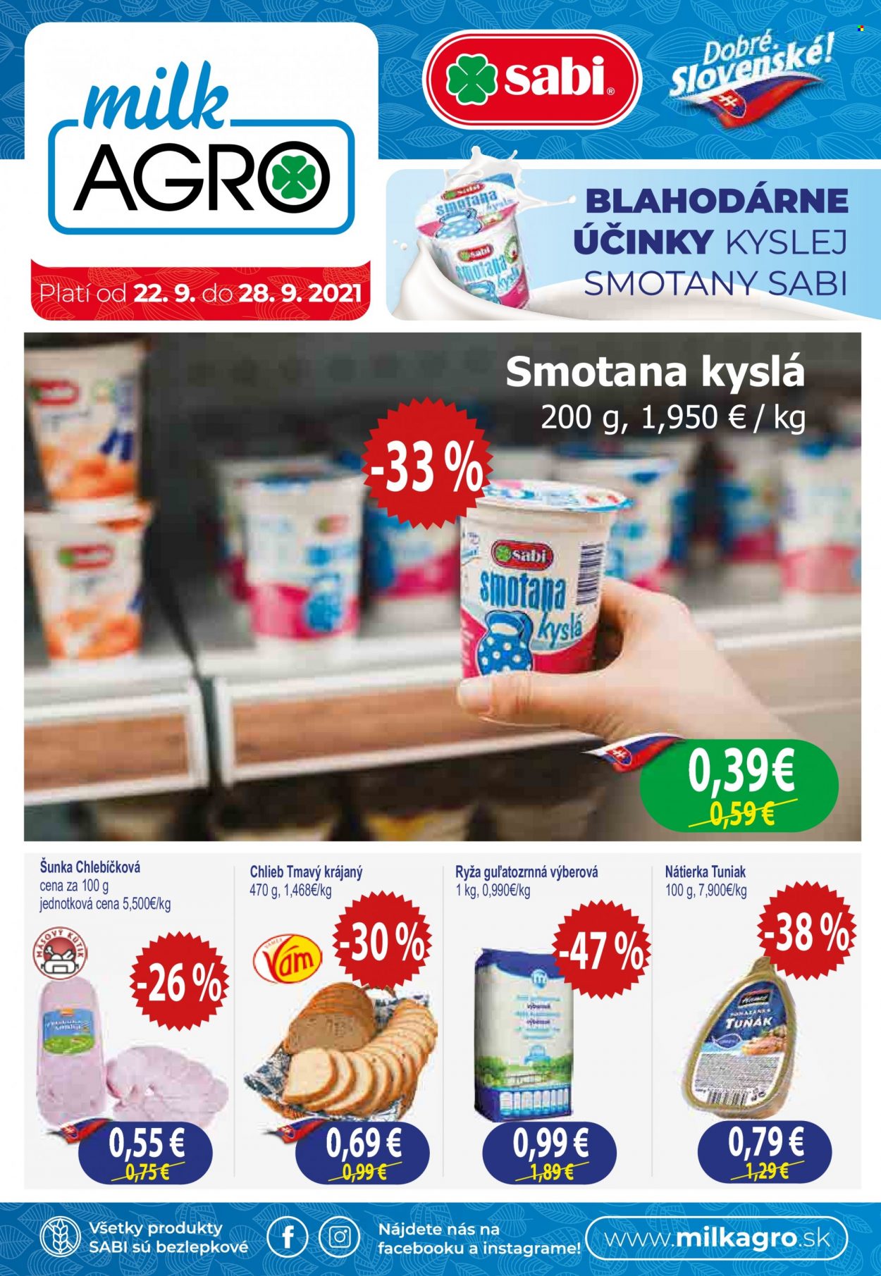 Leták Milk AGRO - 22.9.2021 - 28.9.2021. Strana 1
