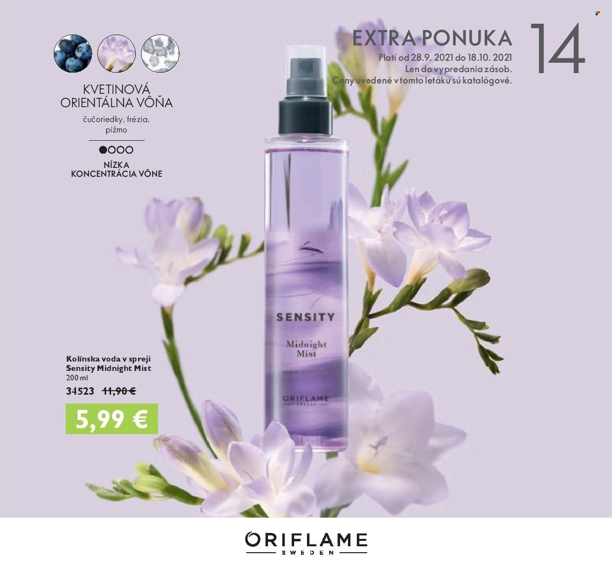 thumbnail - Leták Oriflame - 28.9.2021 - 18.10.2021 - Produkty v akcii - Oriflame, vôňa, kolínska voda. Strana 1.