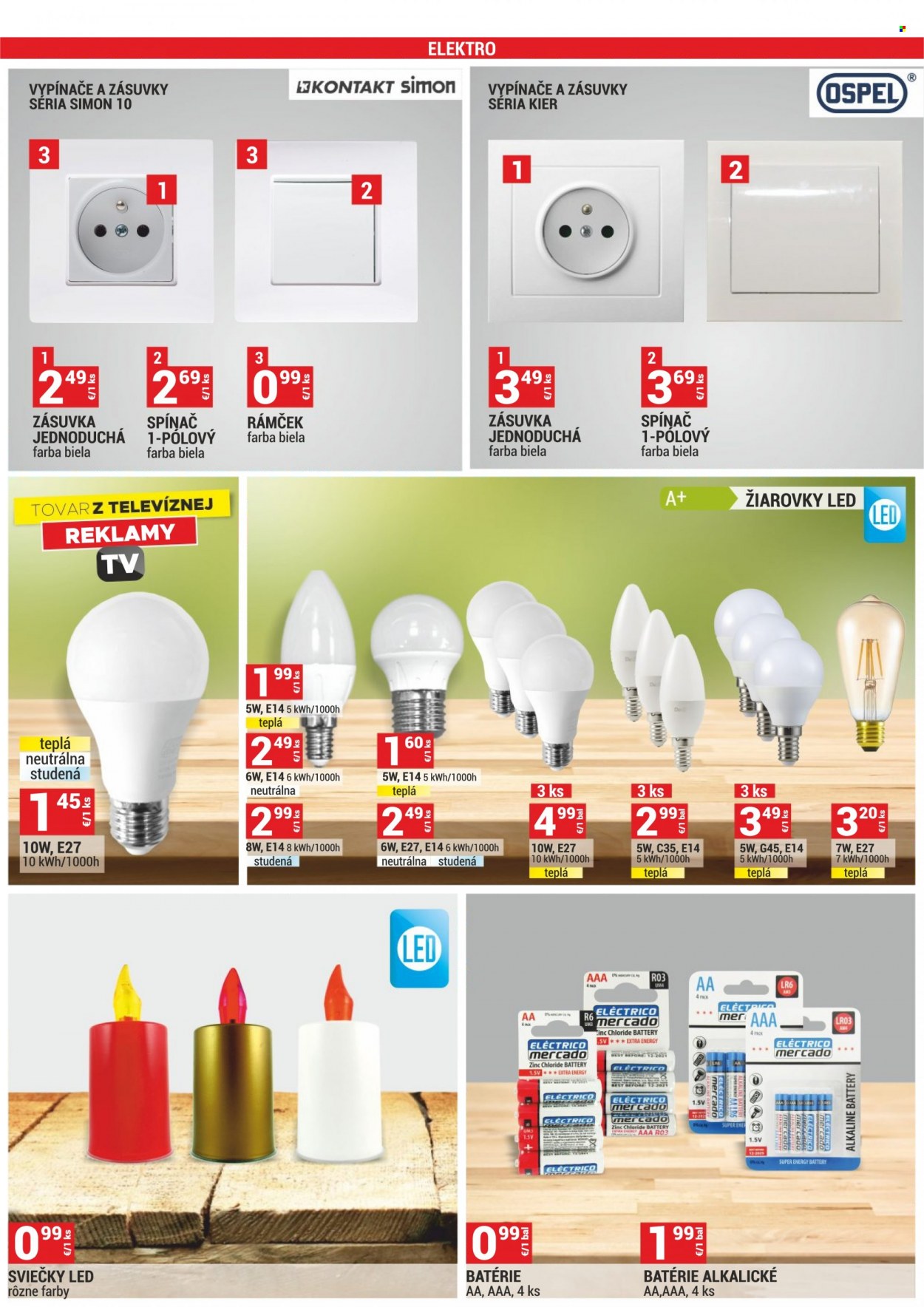 thumbnail - Leták Merkury Market - 1.10.2021 - 31.10.2021 - Produkty v akcii - batérie, žiarovka, Calvin Klein, LED sviečka, vypínač, zásuvka. Strana 48.