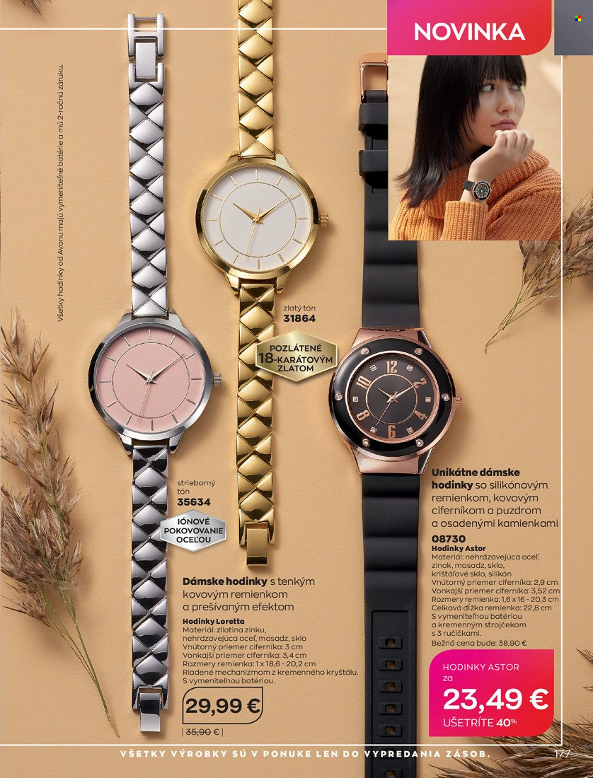 thumbnail - Leták Avon - 1.10.2021 - 31.10.2021 - Produkty v akcii - Astor, hodinky, dámske hodinky. Strana 179.