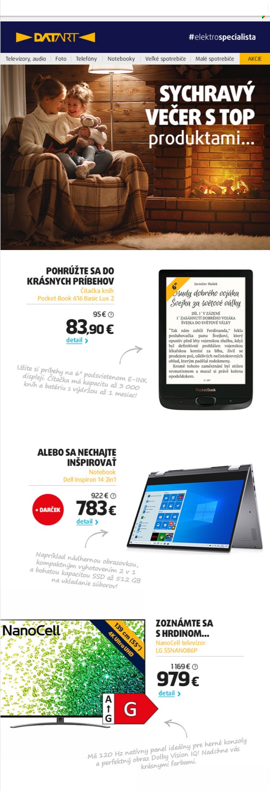 thumbnail - Leták Datart - 3.10.2021 - 6.10.2021 - Produkty v akcii - LG, telefón, notebook, Dell, televízor. Strana 1.