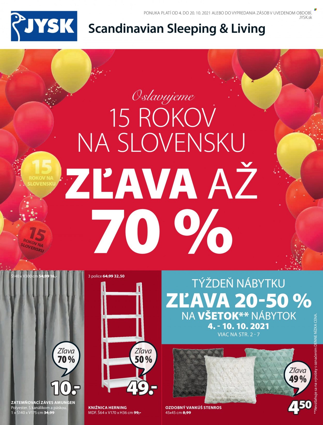 Leták JYSK - 4.10.2021 - 20.10.2021. Strana 1