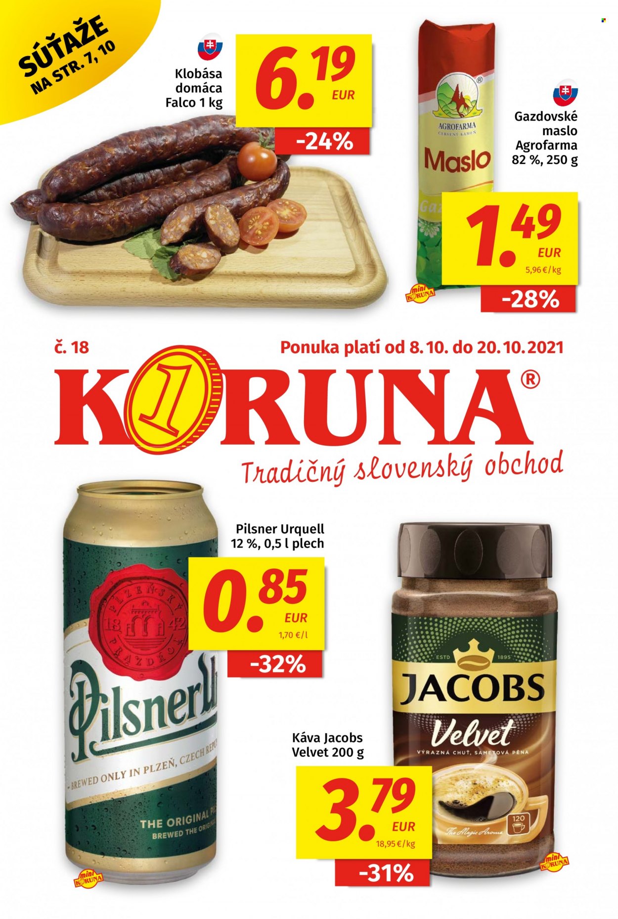 Leták Potraviny KORUNA - 8.10.2021 - 20.10.2021. Strana 1
