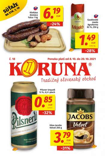 Leták Potraviny KORUNA - 8.10.2021 - 20.10.2021.