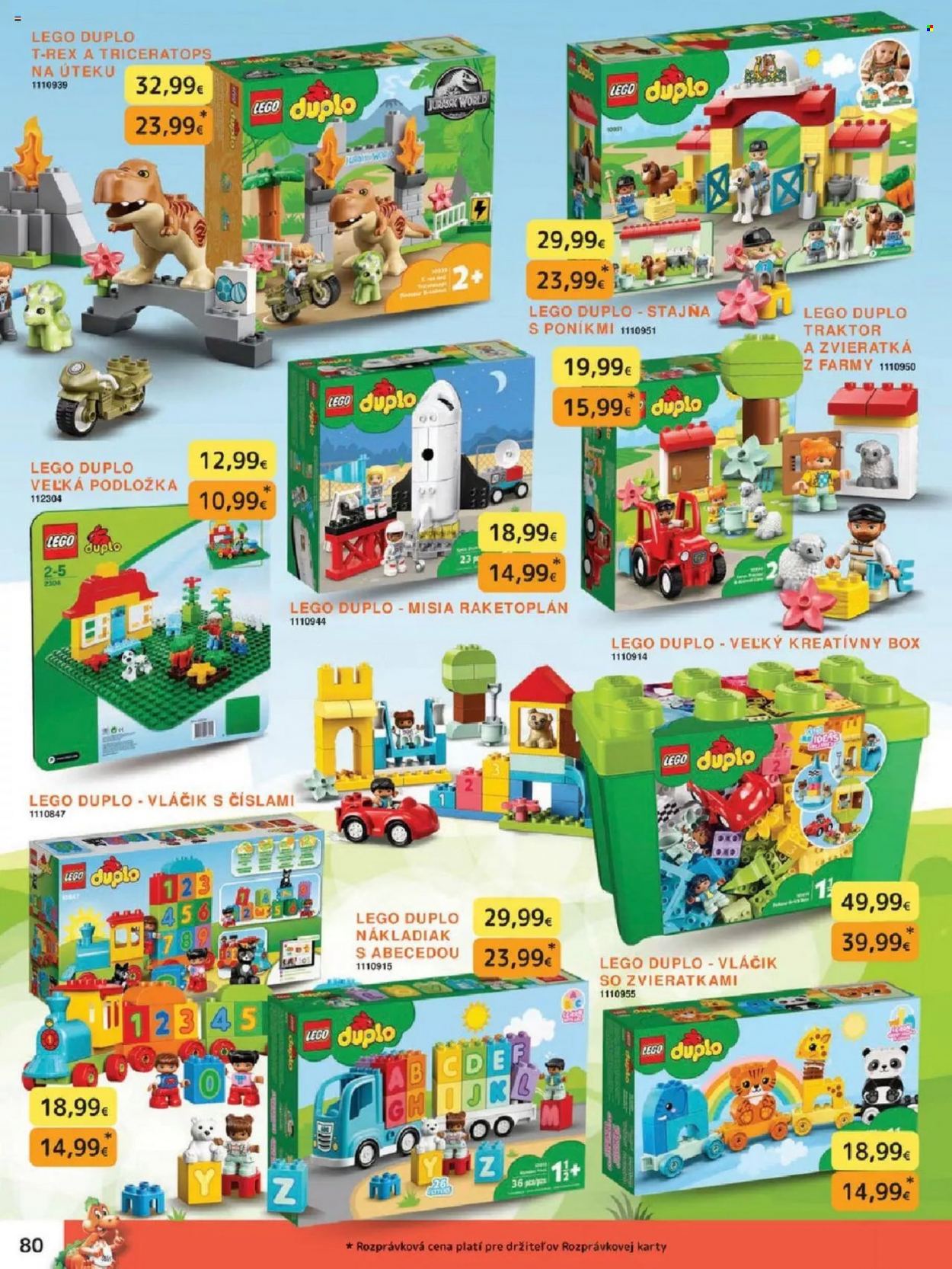 thumbnail - Leták Dráčik - 11.10.2021 - 31.12.2021 - Produkty v akcii - traktor, LEGO, LEGO Duplo, stajňa, vlaková súprava, kreatívna súprava. Strana 80.