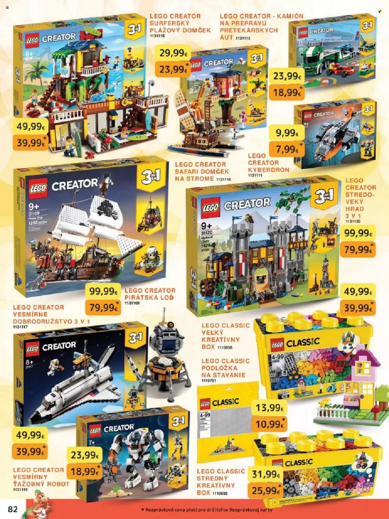 thumbnail - Leták Dráčik - 11.10.2021 - 31.12.2021 - Produkty v akcii - domček, robot, LEGO, LEGO Creator, kreatívna súprava, nákladné auto, hrad. Strana 82.