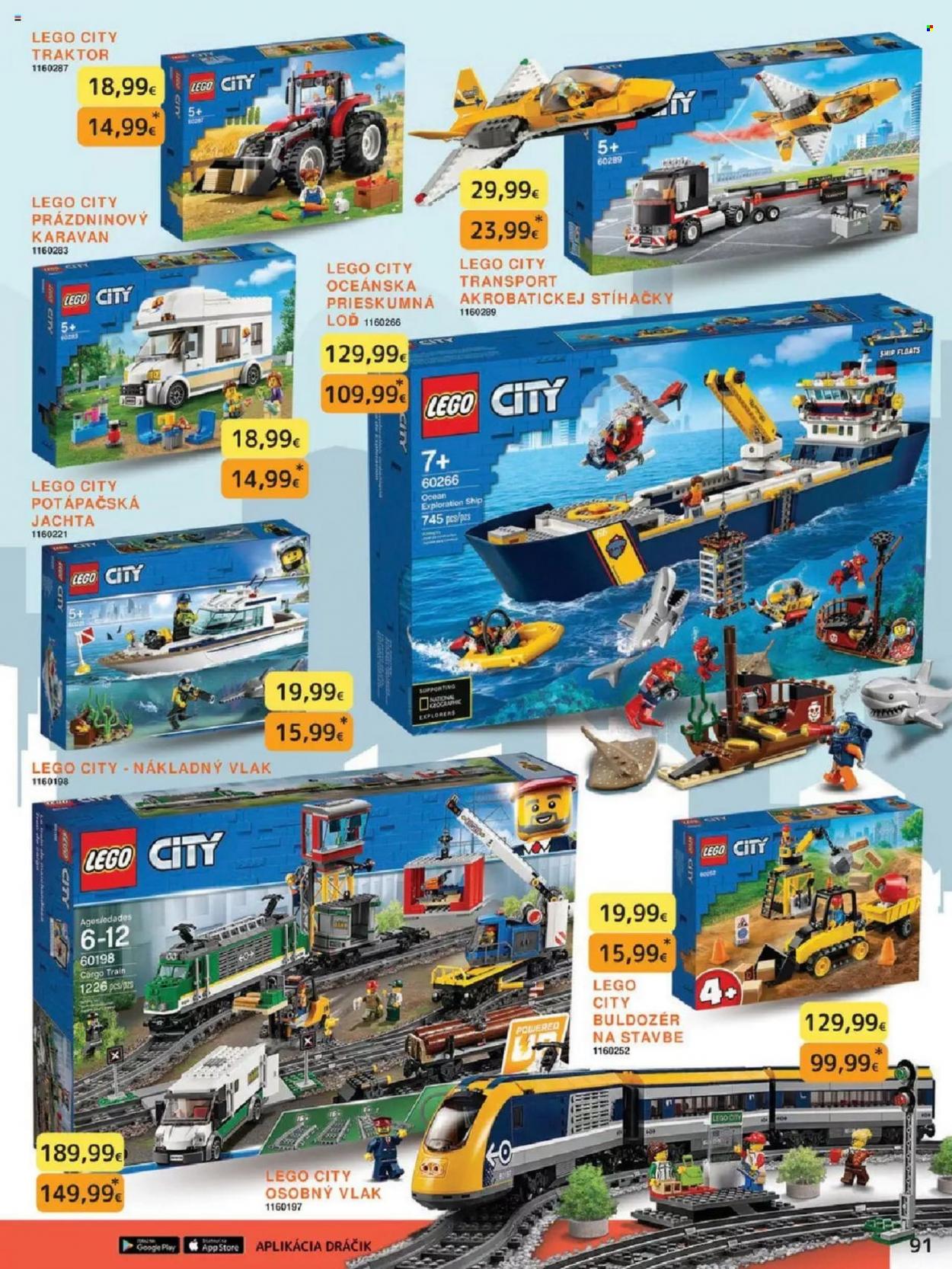 thumbnail - Leták Dráčik - 11.10.2021 - 31.12.2021 - Produkty v akcii - traktor, LEGO, LEGO City, vlaková súprava. Strana 91.