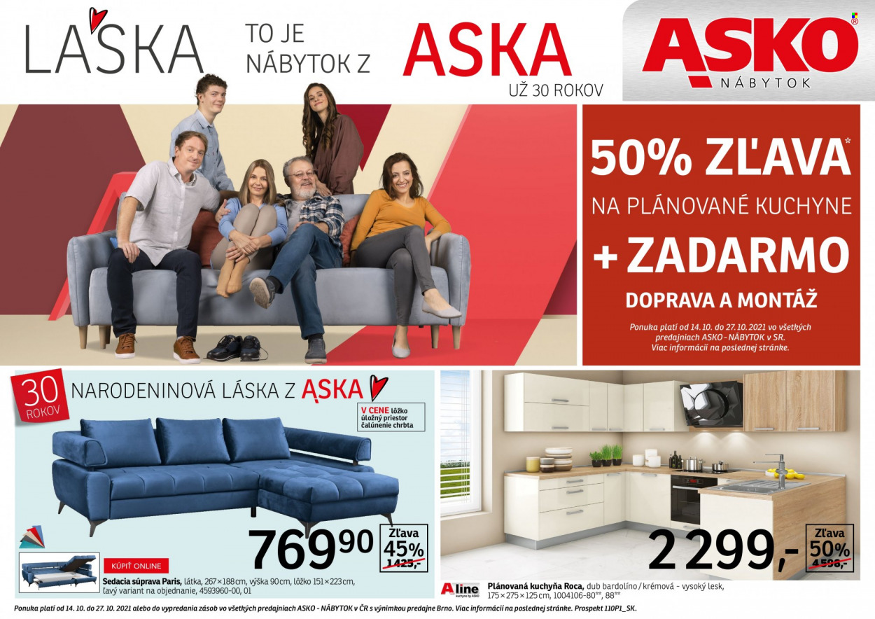Leták Asko Nábytok - 14.10.2021 - 27.10.2021. Strana 1