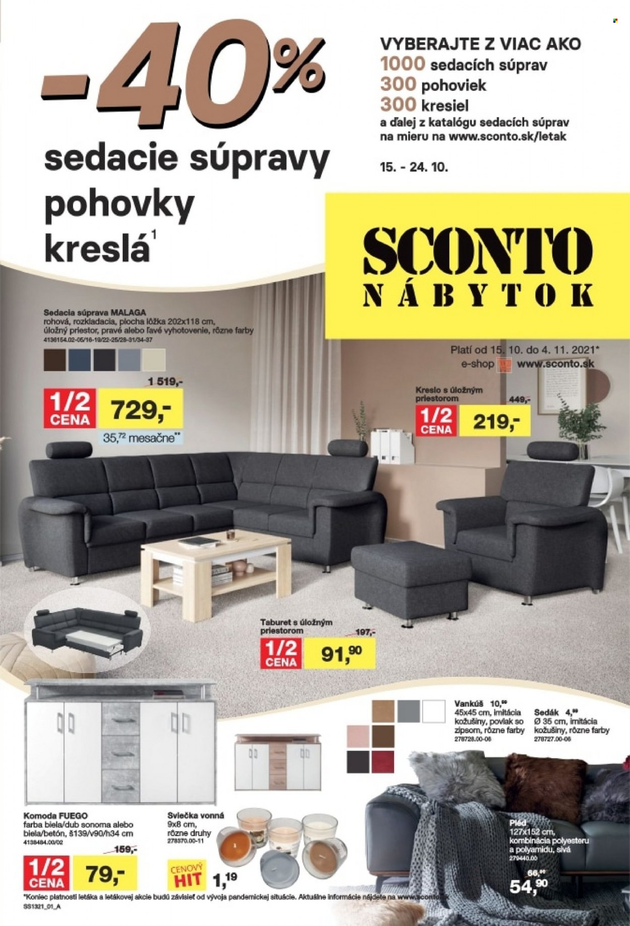Leták Sconto nábytok - 15.10.2021 - 4.11.2021. Strana 1