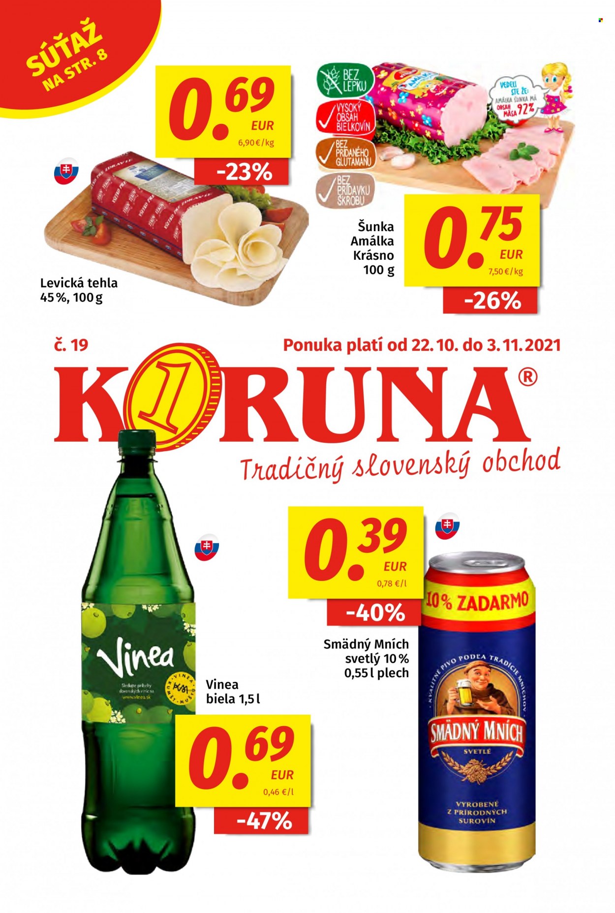Leták Potraviny KORUNA - 22.10.2021 - 3.11.2021. Strana 1