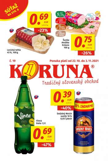 Leták Potraviny KORUNA - 22.10.2021 - 3.11.2021.