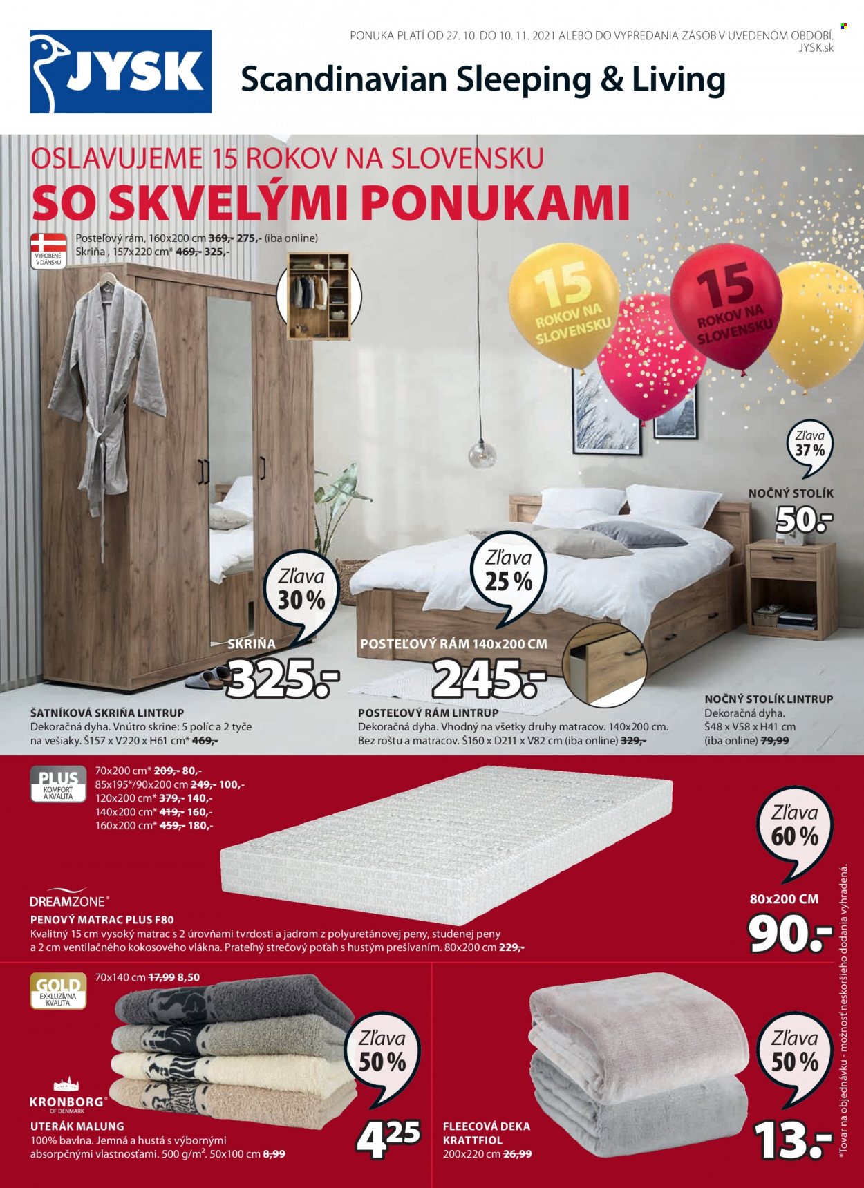 Leták JYSK - 27.10.2021 - 10.11.2021. Strana 1