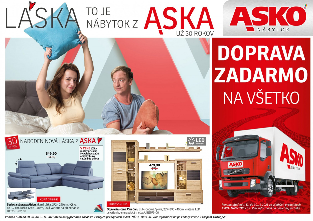 Leták Asko Nábytok - 28.10.2021 - 10.11.2021. Strana 1