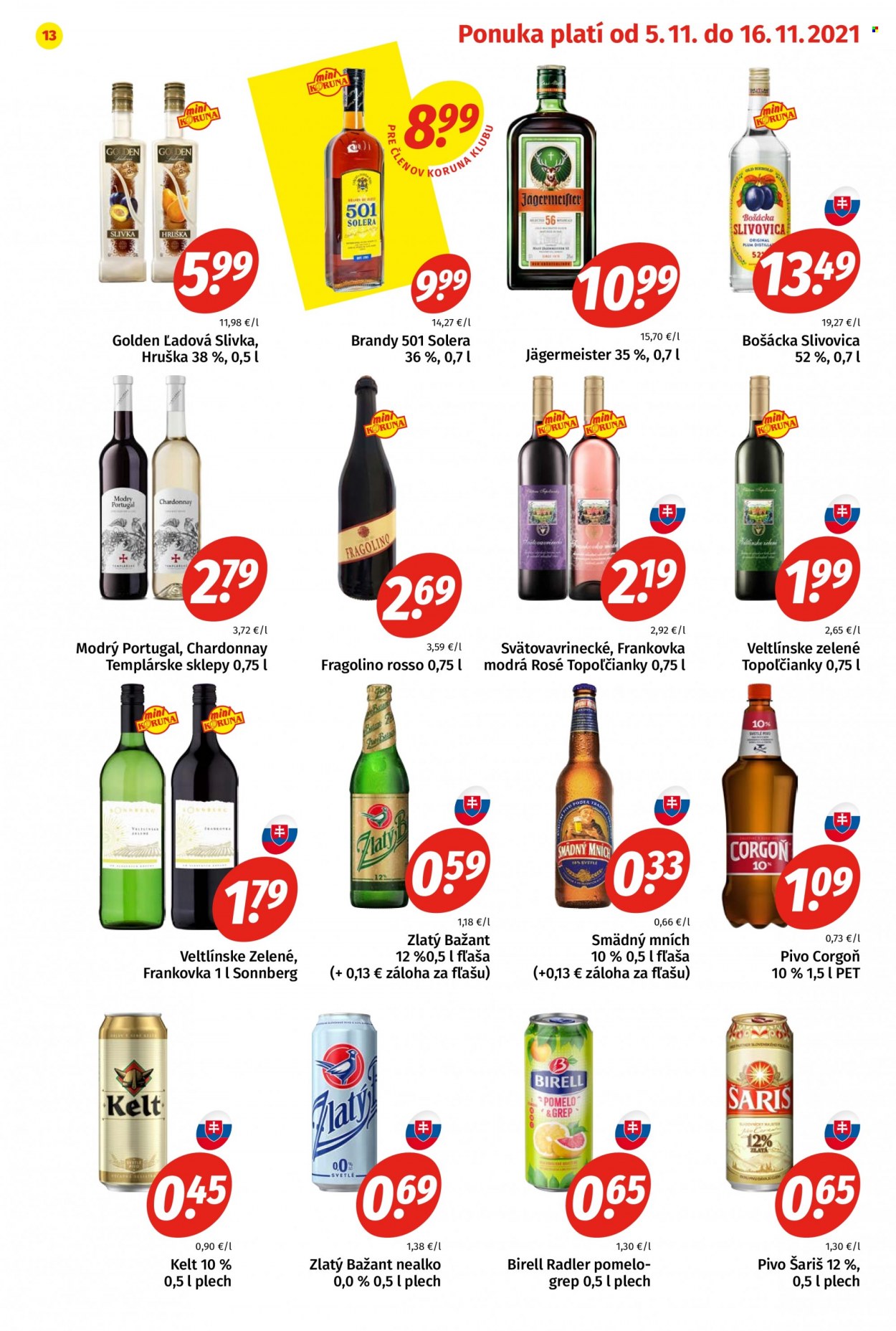 Leták Potraviny KORUNA - 5.11.2021 - 16.11.2021. Strana 13
