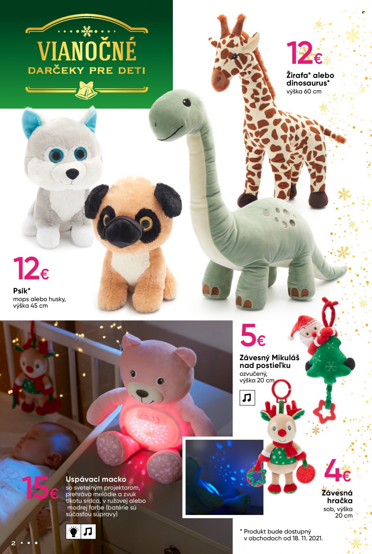 thumbnail - Leták Pepco - 4.11.2021 - 24.12.2021 - Produkty v akcii - detská lampička, sob, Mikuláš, plyšová hračka, psík, dinosaurus, plyšové zvieratko, zvieratko. Strana 2.