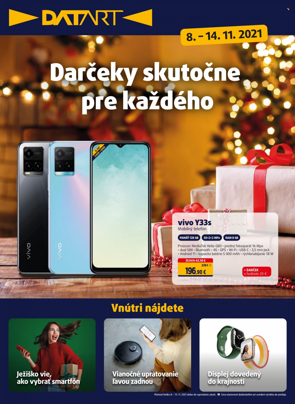 thumbnail - Leták Datart - 8.11.2021 - 14.11.2021 - Produkty v akcii - telefón, smartfón, mobilný telefón. Strana 1.