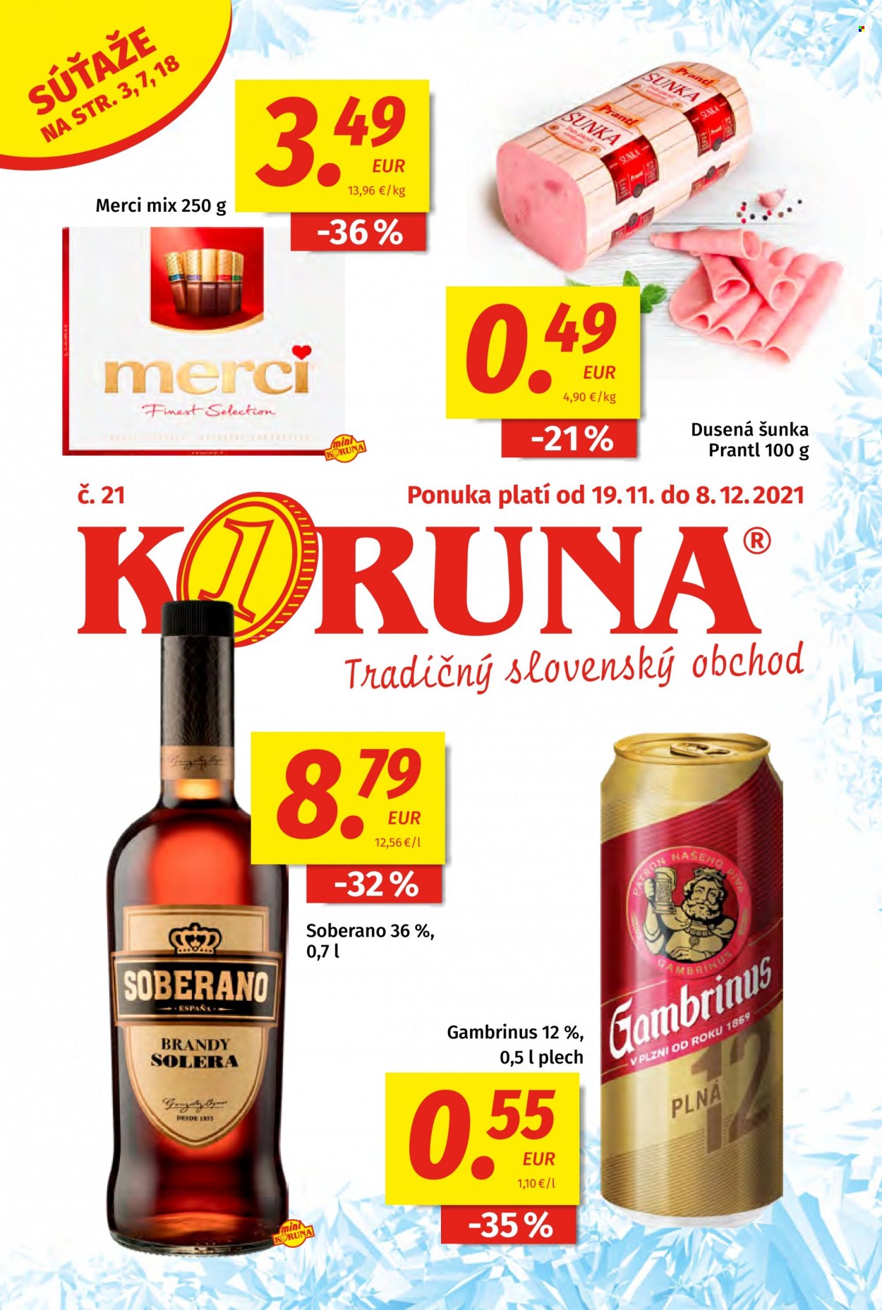 Leták Potraviny KORUNA - 19.11.2021 - 8.12.2021. Strana 1