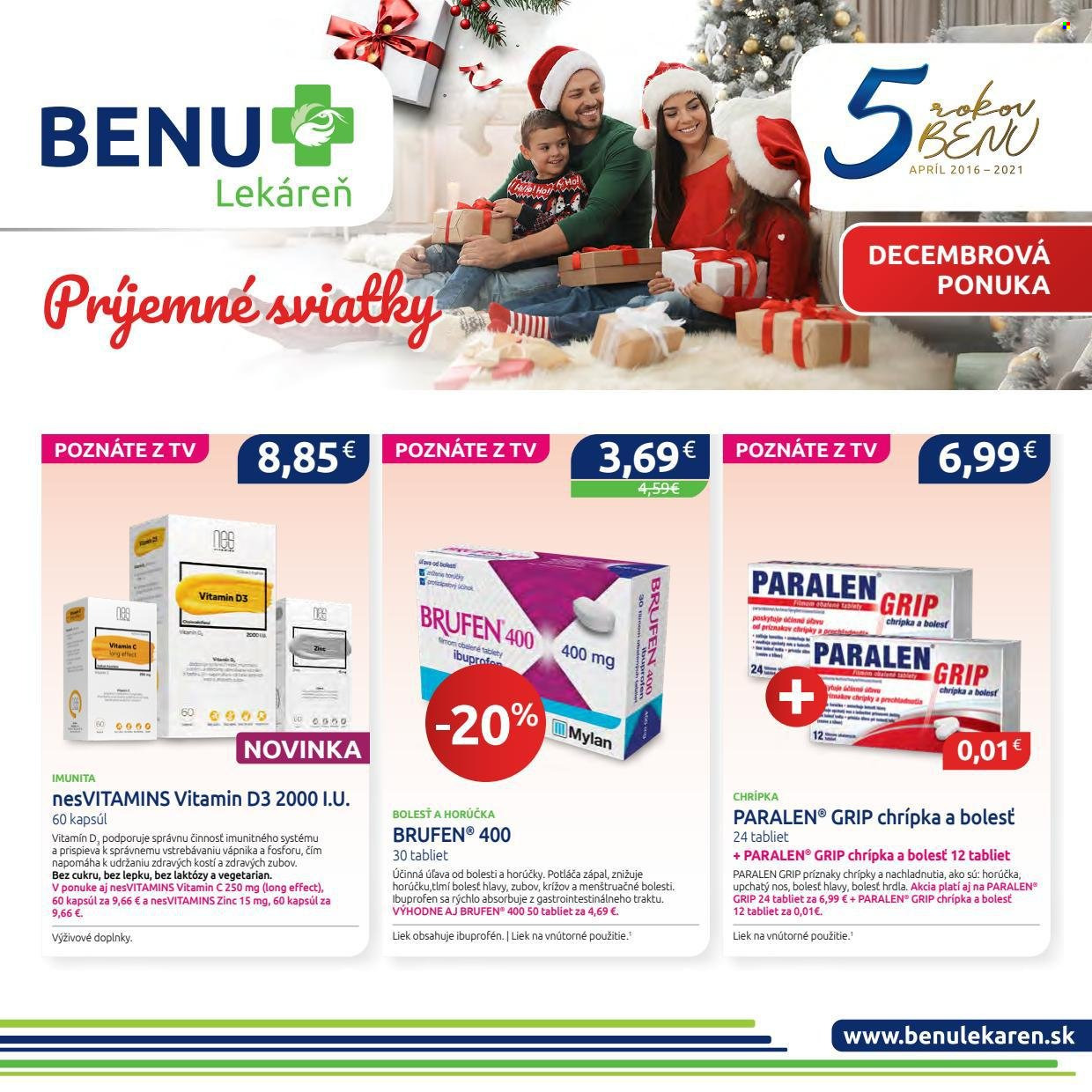Leták BENU Lekáreň - 1.12.2021 - 31.12.2021. Strana 1
