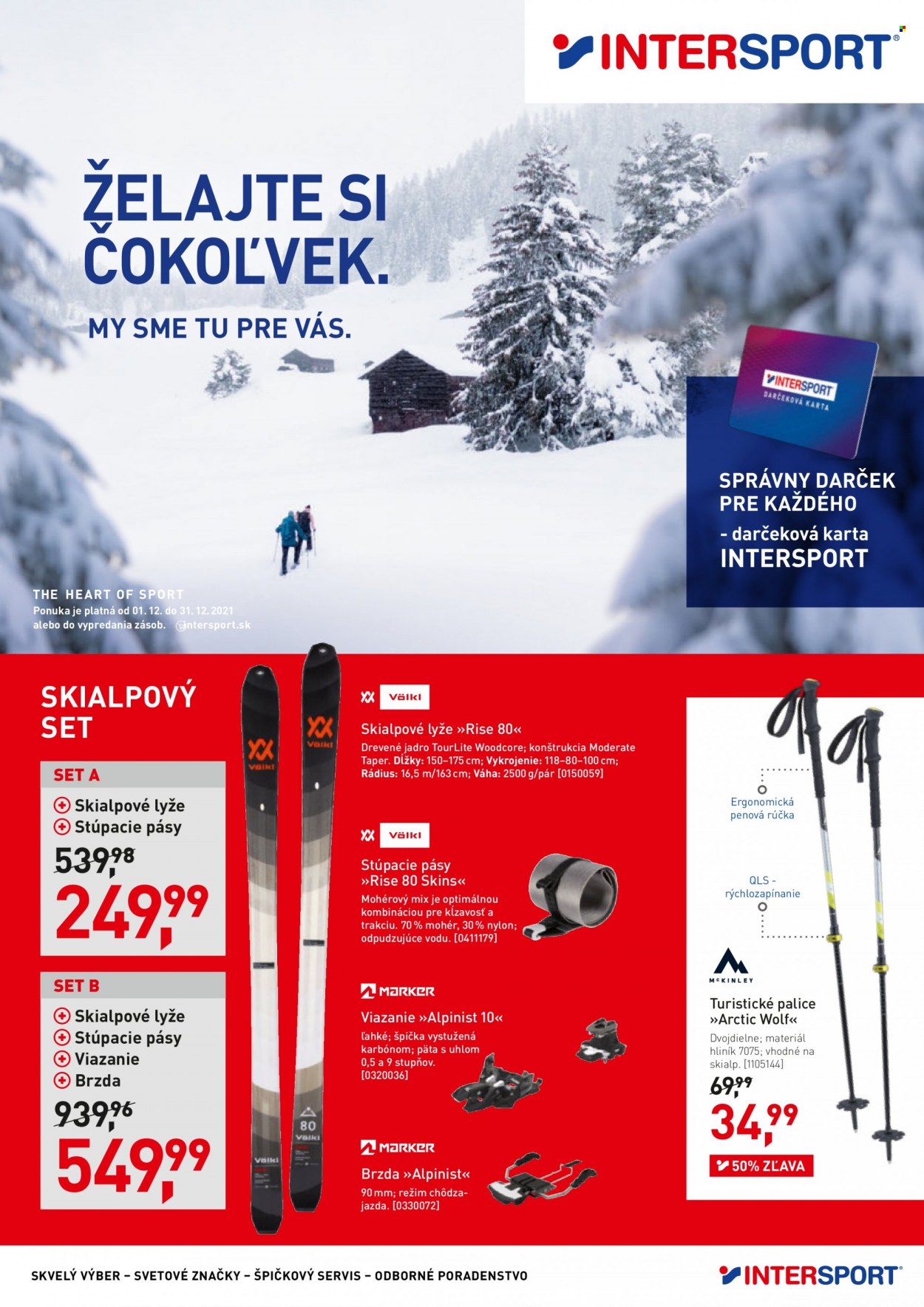 thumbnail - Leták Intersport - 1.12.2021 - 31.12.2021 - Produkty v akcii - trekingové palice, lyže. Strana 1.