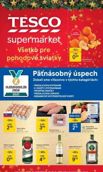 Leták TESCO supermarket - 15.12.2021 - 27.12.2021.