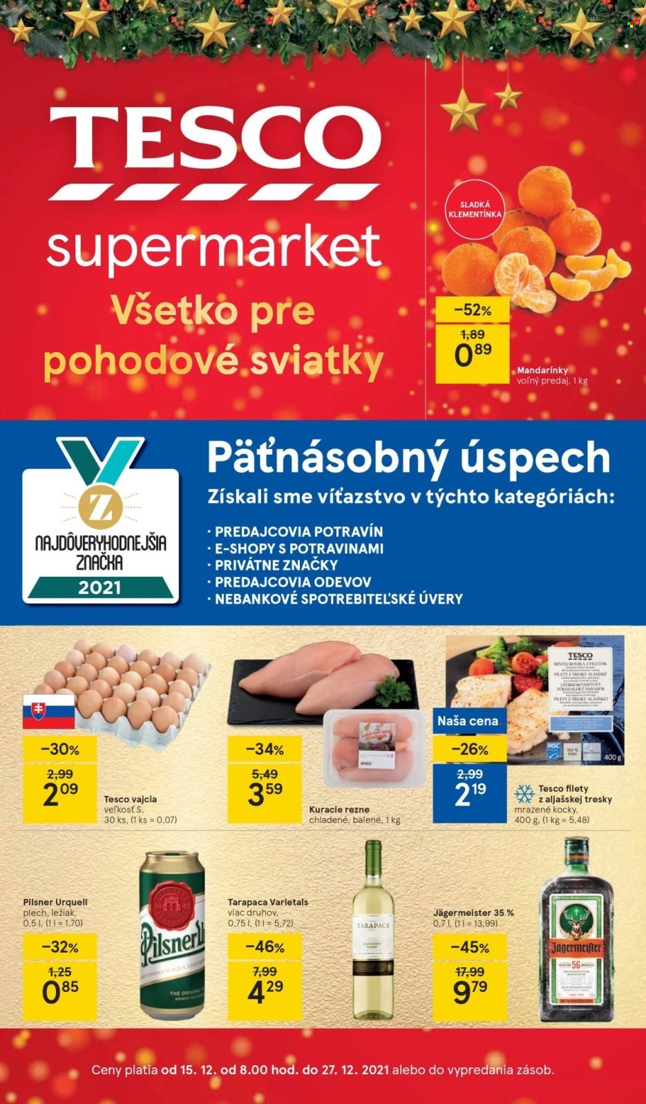 Leták TESCO supermarket - 15.12.2021 - 27.12.2021. Strana 1