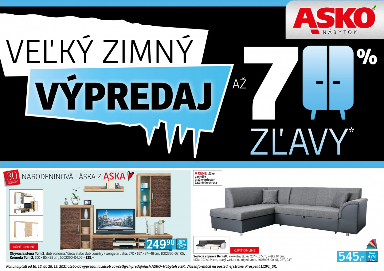 Leták Asko Nábytok - 16.12.2021 - 29.12.2021. Strana 1